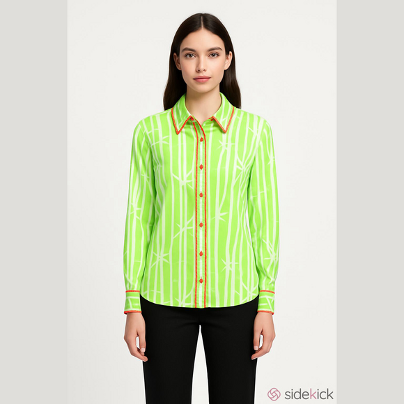 Bob Mackie Tops - VINTAGE Bob Mackie Green SILK Button Down Shirt